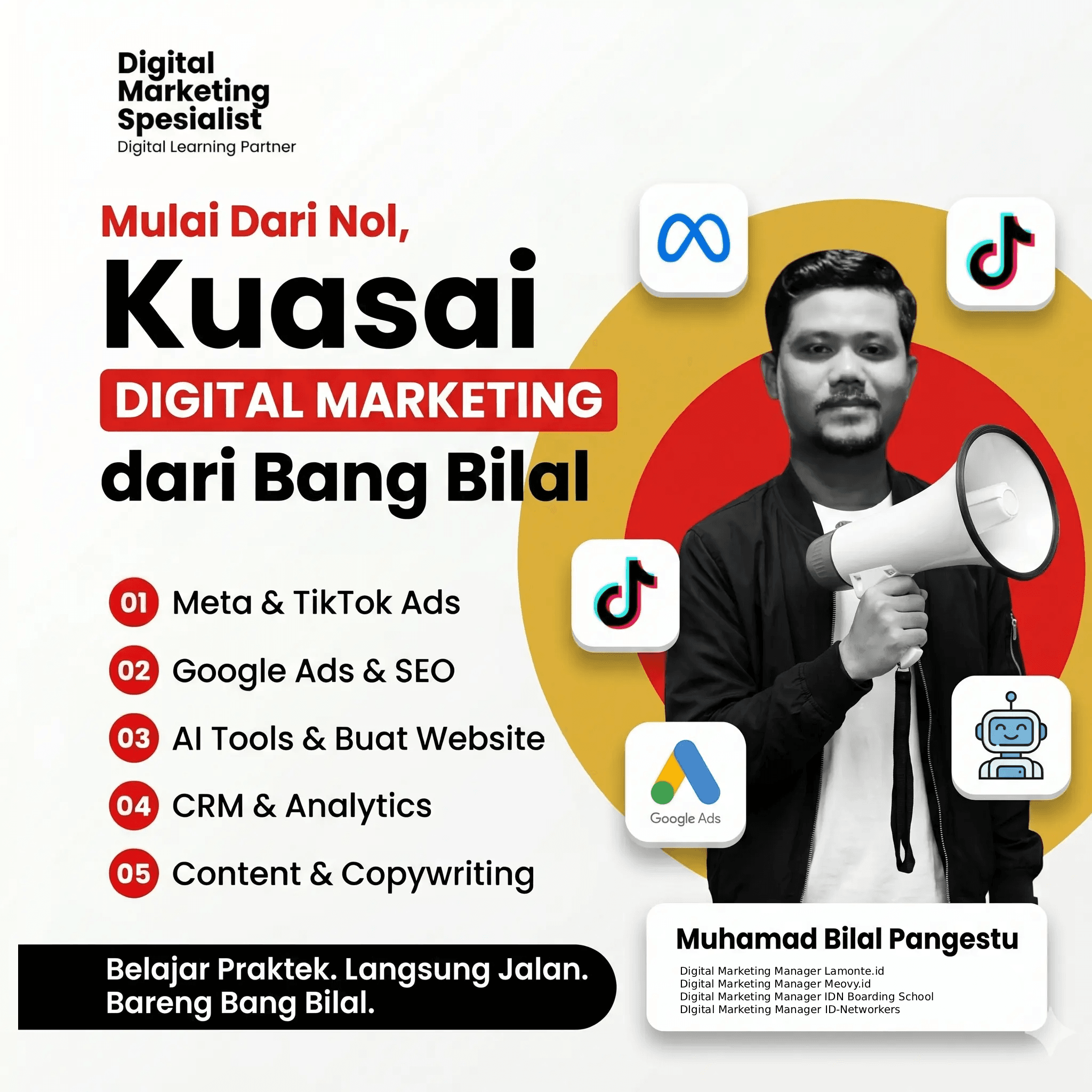 Poster kelas: Mulai dari nol, kuasai Digital Marketing dari Bang Bilal